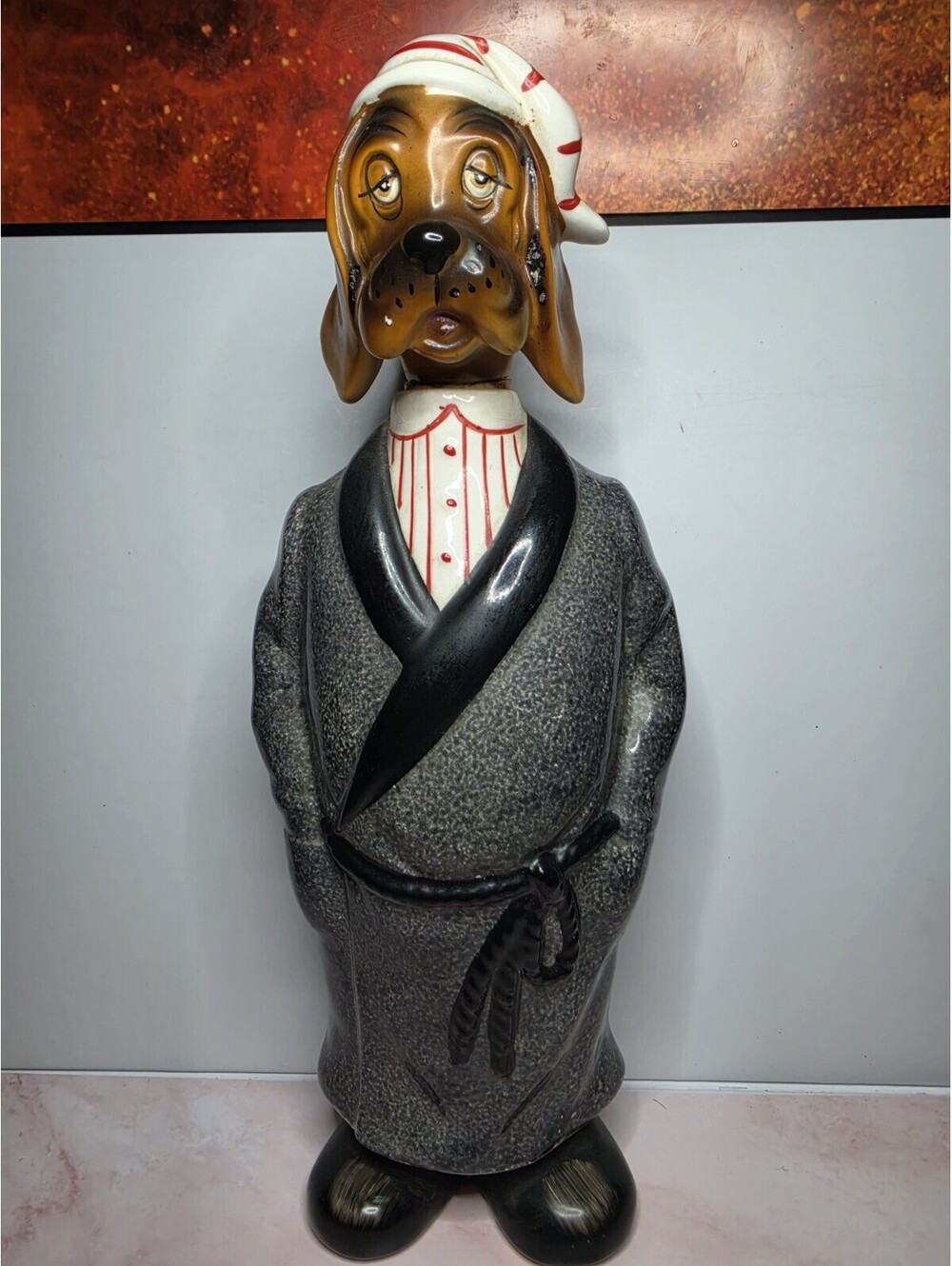 Vtg RARE Shields Fifth Avenue Japan Hangover Basset Hound Dog Decanter Figurine